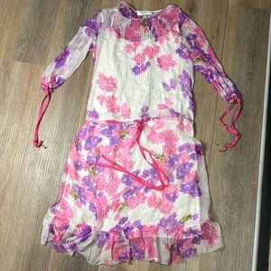Blugirl Blumarine White Floral LS Sheer Dress